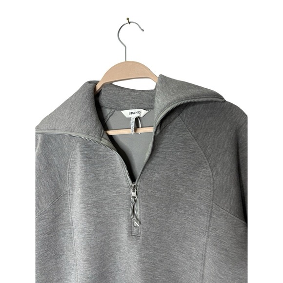 Spanx Air Essentials Half Zip Sweatshirt Pullover Grey Heather XS - Picture 2 of 3
